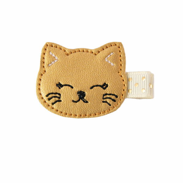 Barrette enfant chat or