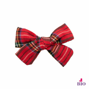 Barrette noeud tartan rouge