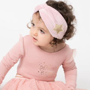 Bandeau jersey velours côtelé rose