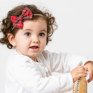 Bandeau bébé noeud tartan rouge