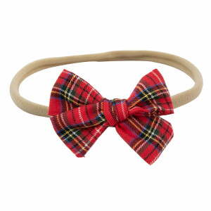 Bandeau bébé noeud tartan rouge