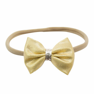 Bandeau bébé noeud or