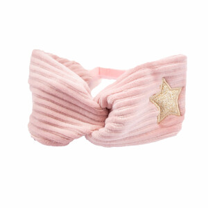 Bandeau jersey velours côtelé rose