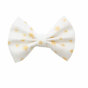 Barrette noeud blanc étoile or