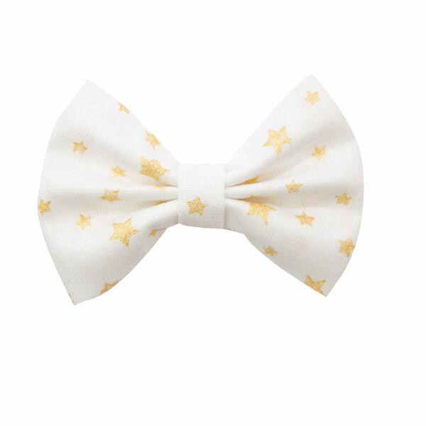 barrette noeud etoiles or blanc
