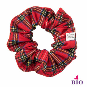 Chouchou cheveux tartan rouge