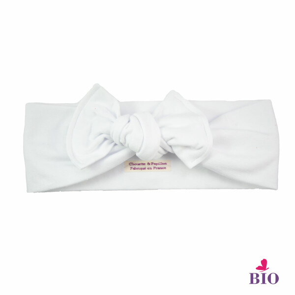 Bandeau noeud jersey blanc bebe