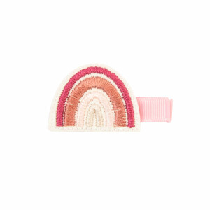 Barrette arc en ciel rose blanc paillettes