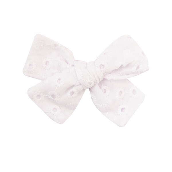 barrette noeud broderie anglaise blanc