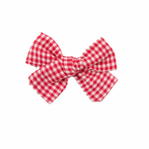 Barrette noeud vichy rouge