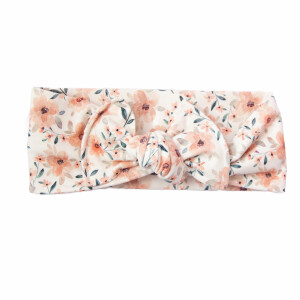 Bandeau jersey bébé fille fleurs pêche