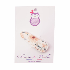 Barrette clic clac fleurs pêche
