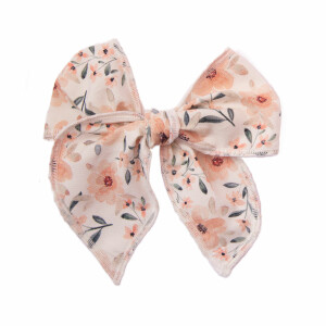 Barrette noeud princesse fleurs pêche