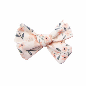 Barrette noeud fleurs pêche