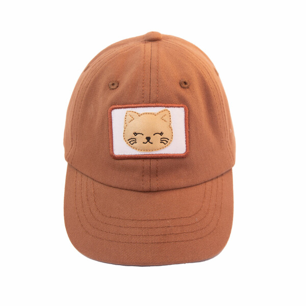 casquette enfant chat marron or