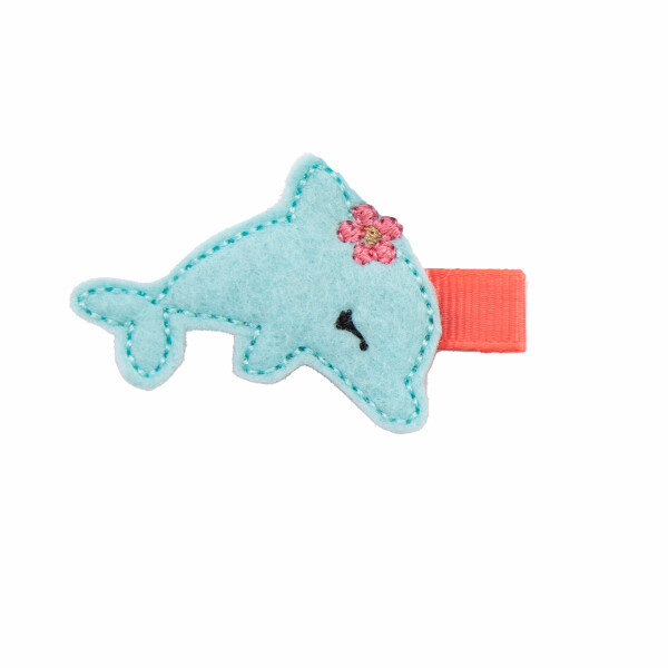 barrette bebe fille dauphin turquoise