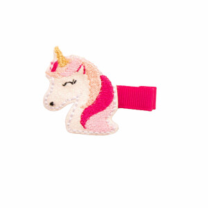 Barrette Licorne rose paillettes