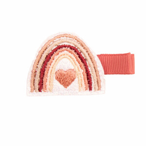 Barrette arc en ciel coeur paillettes
