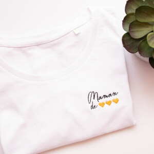 T-shirt Maman petits coeurs brodés