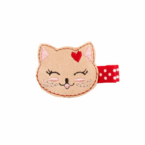 Barrette chat coeur rouge