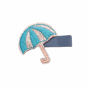 Barrette anti glisse parapluie bleu argent