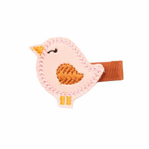 Barrette cheveux oiseau rose et roux