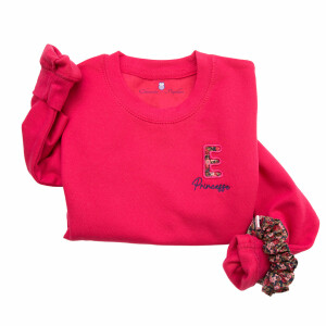 Sweat enfant rose fuchsia monogramme Liberty personnalisé