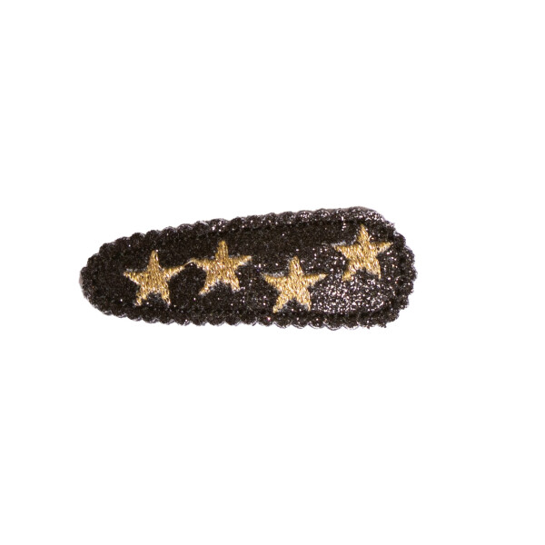 barrette clic clac noir etoiles or