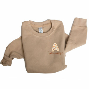 Sweat fille beige à personnaliser monogramme Liberty Phoebe rouille