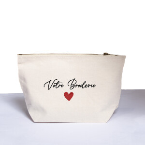 Trousse beige personnalisée broderie message