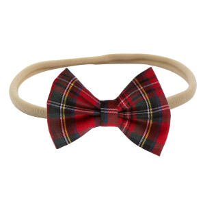 Bandeau bebe fille noeud rouge tartan