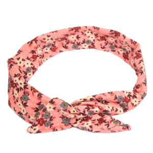 Bandeau enfant velours rose fleur fil de fer