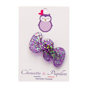 barrette resine fille paillettes violette