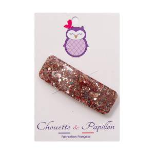 Barrette résine rectangle paillettes