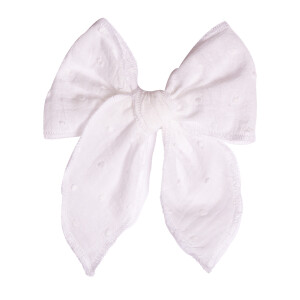 Barrette noeud princesse blanc plumetis