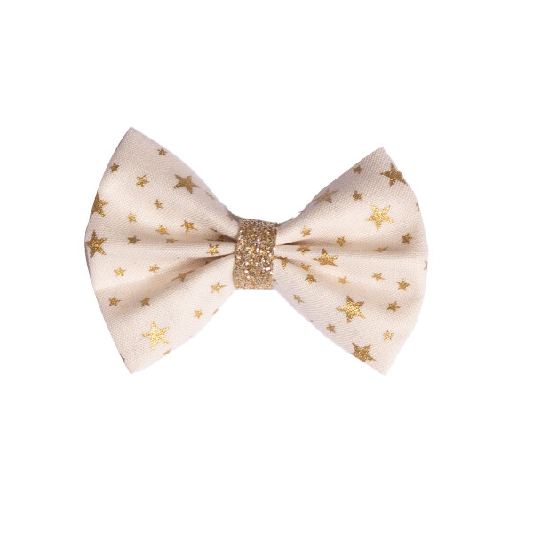 barrette enfant noeud creme etoiles