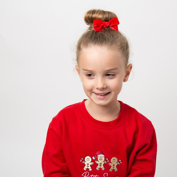 Barrette noeud fille velours rouge ruban
