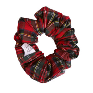 Chouchou cheveux tartan rouge