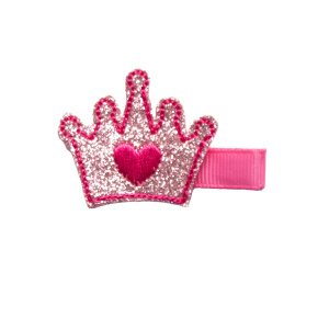 Barrette couronne rose et fuchsia