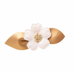 Barrette fleur blanche et or