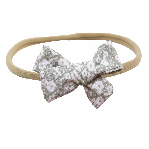 BANDEAU BEBE FILLE NOEUD FLEURS VERTS