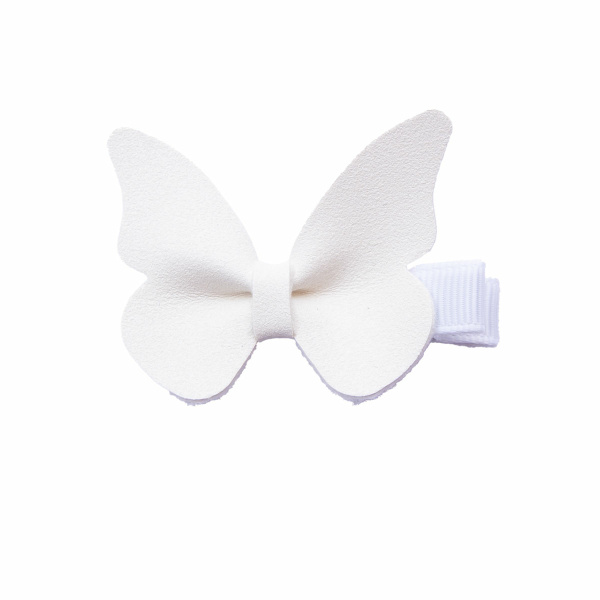 Barrette papillon blanc baptême