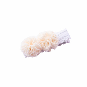 Barrette pompons tulle beige