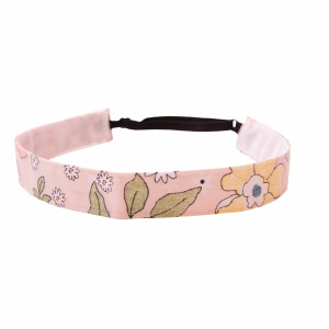 Bandeau anti glisse fleurs rose poudré