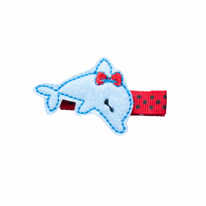 Barrette cheveux dauphin bleu rouge