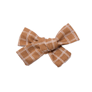 Barrette noeud noué carreaux cassonade