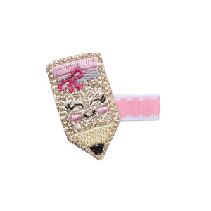 Barrette petit crayon rose or