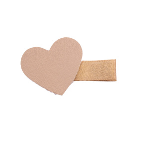Barrette coeur beige or