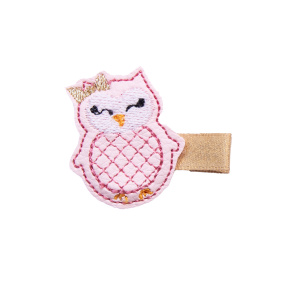 Barrette anti glisse chouette rose