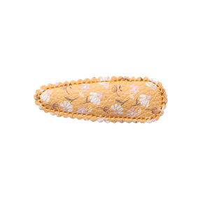 Barrette fille clic clac fleurs jaune moutarde
